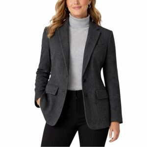 Lauren Ralph Lauren Charcoal Gray Herringbone Wool Blend Blazer Women’s Size 16